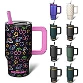 Frost Buddy Thicc Buddy - 16 oz Stainless Steel Vacuum Insulated Tumbler with Lid and Straw for Water - Travel Mug Cupholder Friendly - Gifts for Women Men Him Her (Starlight)