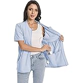 Post Mastectomy Zip Shirts with Drain Pockets Surgery Recovery Must Haves Clothing Comfy Short Sleeve Shirts