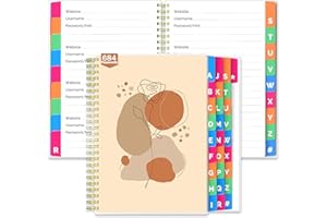 Hoci Poci Small Password Book with Colorful Alphabetical Tabs, Spiral Password Keeper Books for Internet Website Address Log in - “6×4” Password Books for Seniors, Students and Business-Autumn Yellow