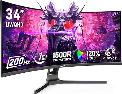Monitor Gaming Curvo 34 Pulgadas, UWQHD, 3440×1440p, 200Hz