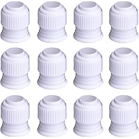 Shappy Coupler Piping Bag Plastic Standard Couplers Cake Decorating Coupler Pipe Tip Coupler for Icing Nozzles, White (12 Pie