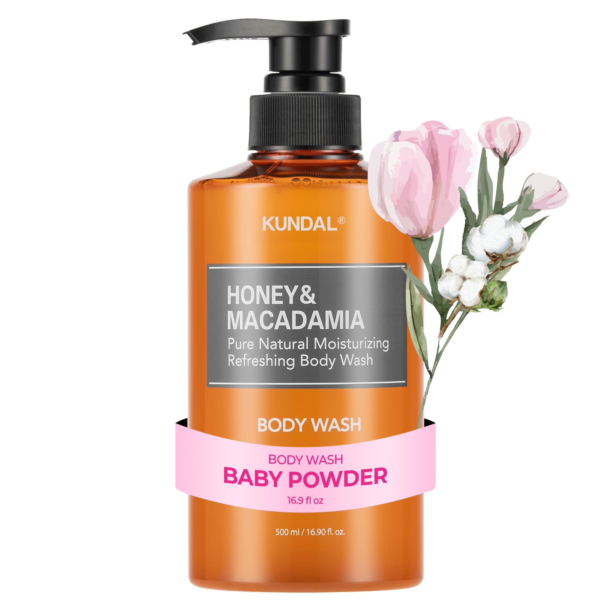 [KUNDAL] Honey & Macadamia Pure Body Wash 500ml (Baby Powder) / Moisturizing/Refreshing