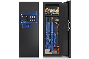 SAPITAL Wall Gun Safe, Gun Safe for Rifles and Pistols, Gun Safes & Cabinets, Safes Between the Studs 16" Centers,In Wall Safe,Wall Gun Cabinet with Digital KeyPad and Adjustable Gun Rack (Black）