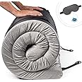 CertiPUR-US Memory Foam Camping Mattress Pad | Portable Roll Up Sleep Mat for Floor, Tent, Car | Single, Twin, Kids Guest Bed Outdoor Cot, Foldable Lightweight w/Removable Waterproof Cover, Travel Bag