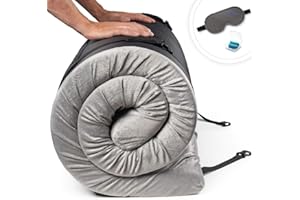 ZERMÄTTE CertiPUR-US Memory Foam Camping Mattress Pad | Portable Roll Up Sleep Mat for Floor, Tent, Car | Single, Twin, Kids Guest Bed Outdoor Cot, Foldable Lightweight w/Removable Waterproof Cover, Travel Bag