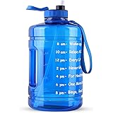 128OZ/1 Gallon Large Water Bottle, Hadisala Wide Mouth Big Water Jug with Motivational Time Marker & Straw, Leakproof BPA Fre