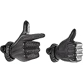 Danya B. "Thumbs up & Pointing Finger" Dark Brown Cast Iron Wall Mount Hook Set (Set of 2), Entryway Hooks or Unique Room Decor for Hanging Coats, Purses, Scarves, or Keys