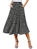 Zeagoo Womens Skirt High Waist Pattern Pleated Midi