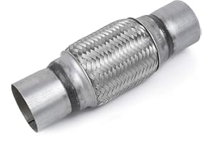 RP Remarkable Power, 2.5 inch Inlet Exhaust Flex Pipe, ID x 10 Length Flexible Tube, Stainless Steel Double Braid Heavy Duty Universal type Muffler Pipe RK7545 Replacement part