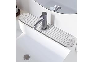 DREATIM Kitchen Faucet Absorbent Mat - Diatomite Stone Sink Tray, Quick Drying, Modern Design - Durable Faucet Drip Mat for Kitchen Sink and Bathroom Counter [17.7" x 3.9", Includes Sandpaper]