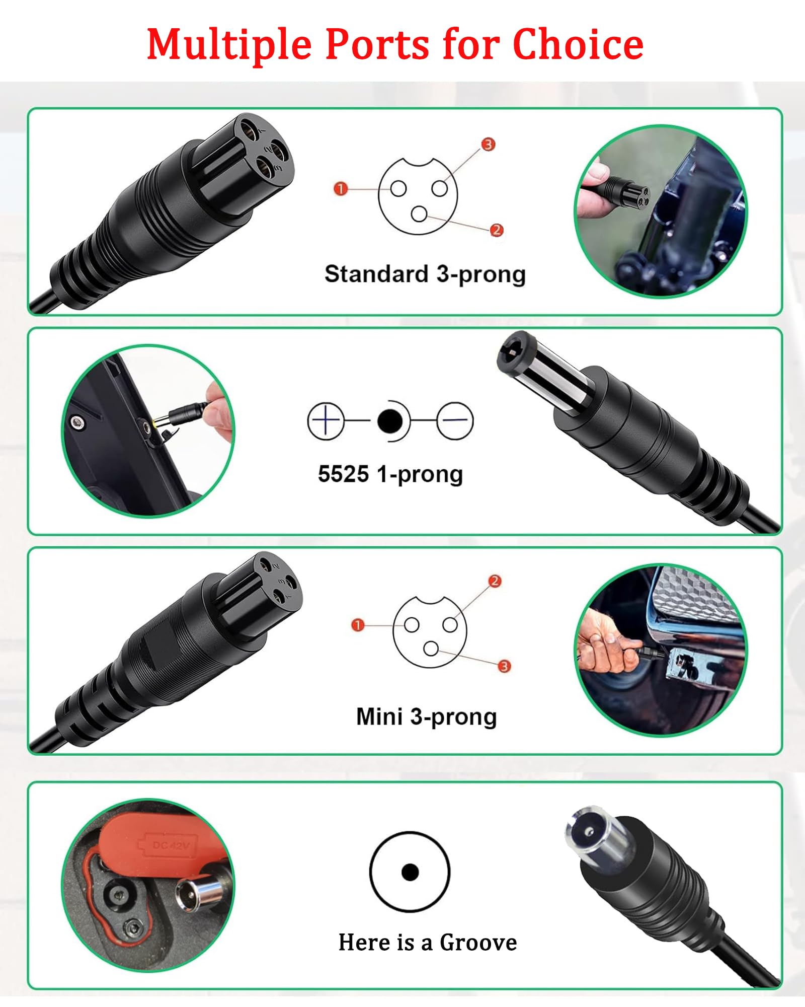 42V 2A Electric Scooter Fast Charger(4 Plugs) for Jetson, Razor, Swagtron, Bird, Gotrax, Segway for 36V Pocket Mod, Lithium Battery Universal Replacement Charger