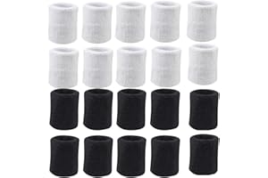 PAYANWIN 10 Pairs Sports Wristbands, Wrist Sweatbands for Men & Women, Stretchy & Sweat Absorbing Cotton Terry,Perfect for Basketball, Football, Tennis, Soccer, Running & Working Out