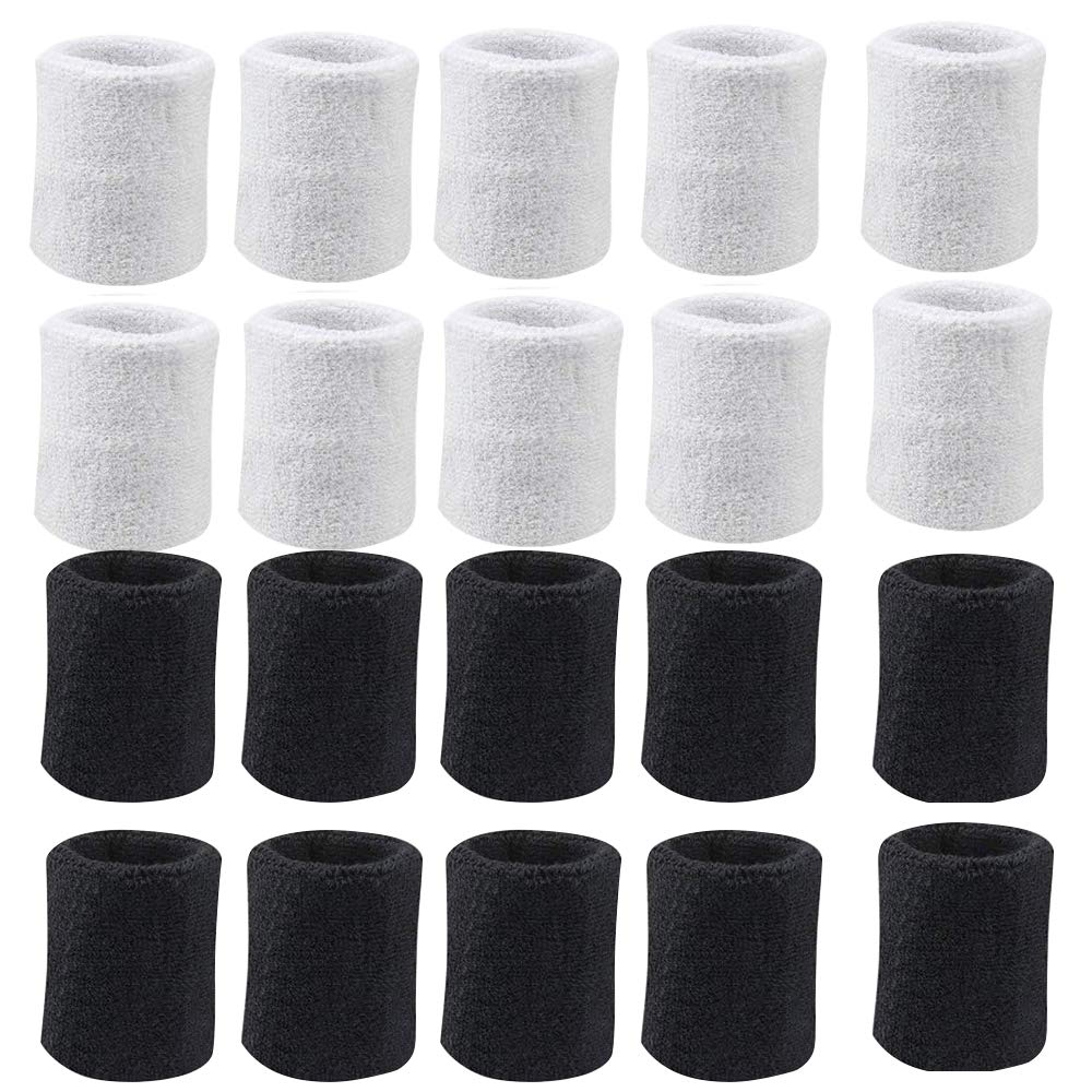 Photo 1 of 10 Pairs Sports Wristbands, Wrist Sweatbands for Men & Women, Stretchy & Sweat Absorbing Cotton Terry,Perfect for Basketball, Football, Tennis, Soccer, Running & Working Out