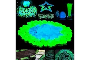 OMCLEANER Aquarium Rocks for Fish Tank Decor Big Size Glow in The Dark Pebbles Green and Blue Luminous Stone Decorative for Succulent Plants/Yard/Sidewalks/Garden/Swimming Pools