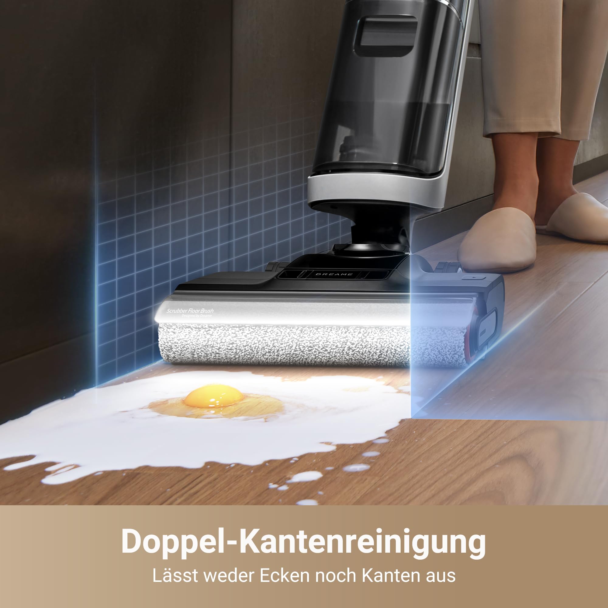 dreame H14 Pro Nass- und Trockensauger, 180° Lie-Flat, 60 °C Bürstenpflege, 5-min Trocknung, automatische Lösungsmittelverteilung, App-Steuerung, Doppelrotationsbürste, 18.000Pa Saugkraft, Doppelkante 9