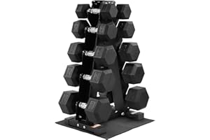 Fitvids Rubber Coated Hex Dumbbell Set with Storage Rack, 100/150/200/550 LB Hand Weight Set with Anti-Slip Grip for Home Gym