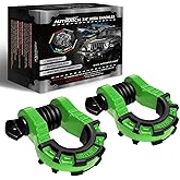 AUTMATCH D Ring Shackles 3/4" Mega Shackle (2 Pack) 68,000Ibs Break Strength - Heavy Duty Clevis Shackles with 7/8" Screw Pin and Isolator Washer for Tow Strap Winch Off Road Vehicle Recovery, Green