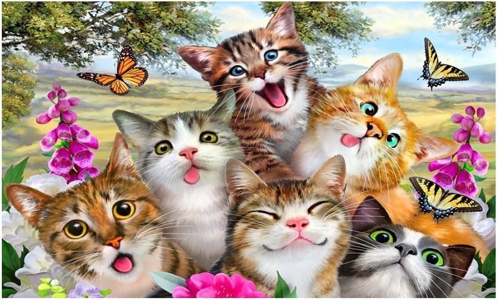 Thiningstars 5D Cute Tiger Diamond Painting Diamond Drawing Embroidery Cross Stitch Kit DIY Home Decoration
