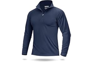 Boladeci Men's Long Sleeve Sun Shirt UPF 50+ UV Protection Quarter Zip Quick Dry Beach Fishing Golf Rash Guard Swim Shirts