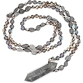 Long Necklaces for Women Boho, Oval Waterdrop Turquoise Pendant, Natural Stone Beaded, Handmade,Vintage & Elegance, Boho Fashion Charm Beaded Necklace for Women