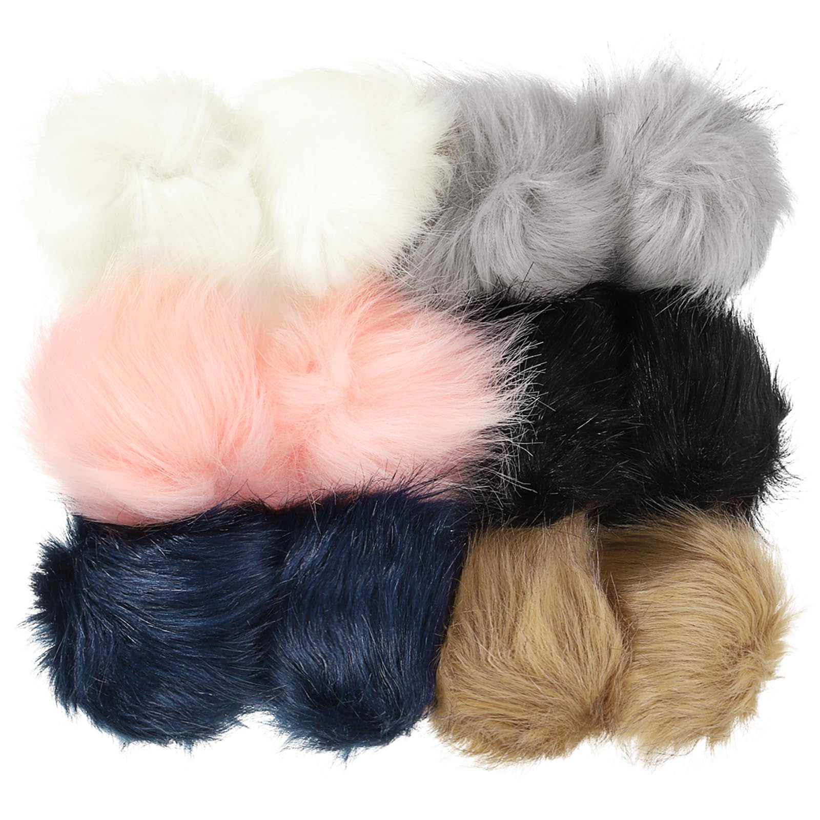 PATIKIL Faux Fur Pom Poms for Hats, 12 Pcs Fluffy Soft Fur Poms Balls with Elastic Loop for Keychain Knitting Hats DIY Scarves Gloves Bag Christmas 6Color