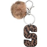 Fuerxy Initial Letter Keychain for Women, Fashion Leopard Print Letter Bag Charm for Handbags Bag Accessories PU Key Charms