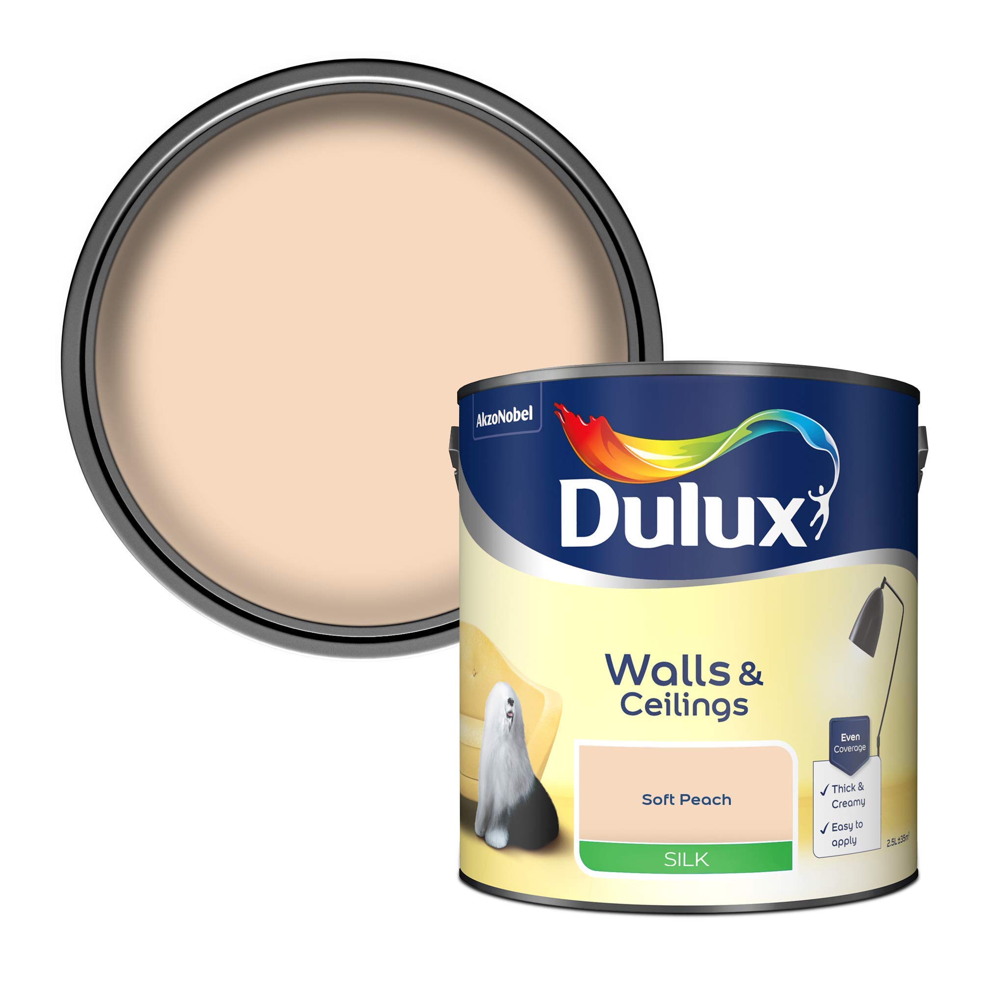 Dulux Silk Emulsion Paint For Walls And Ceilings - Soft Peach 2.5 Litres