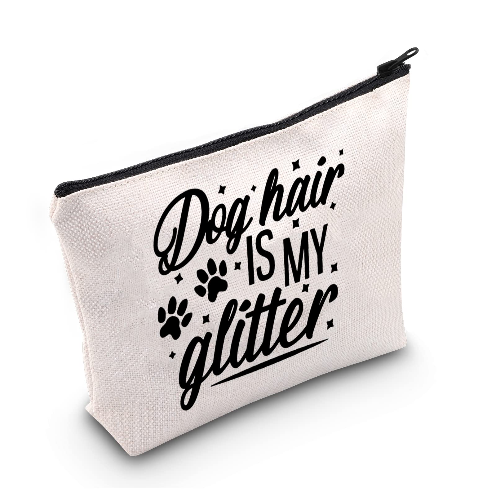LEVLO Funny Pet Groomer Gift Pet Lovers Gift Dog Hair is My Glitter Makeup Bags Cute Puppy Gifts, Dog Hair is My Glitter