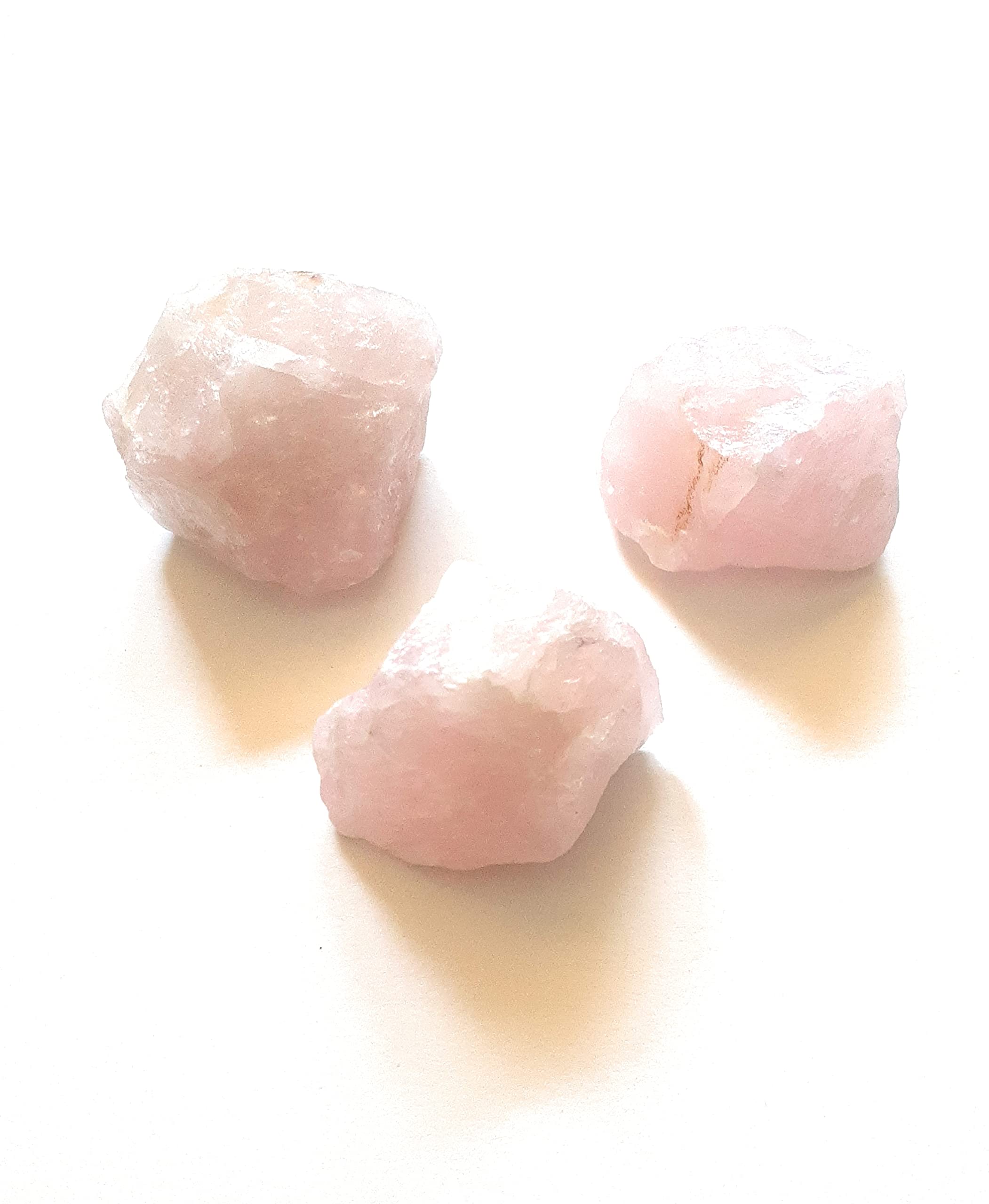 3 x Rough Rose Quartz Crystal Stones - Approximately 80g in Total - Healing Crystal - Love, Compassion, Self Esteem, Friendship, Calming, dispels Negativity - Reiki Charged Crystal Therapy