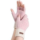 Geoxury Fingerless Gloves - Half Finger Mittens Winter Knitted Thermal Women Gloves For Cold Weather Typing Working Driving