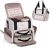 BAFAMYE Nail Polish Organizer Holds 80 Bottles(15ml/0.5fl.oz)&amp; Nail Lamp,Large Nail Polish Organizer Bag with 2 Detachable Bags, with Shoulder Strap Portable Nail Supplies Kit Organizer Carrying Case