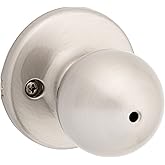 Kwikset Polo Interior Privacy Door Knob with Lock, Door Handle For Bathroom and Bedroom, Satin Nickel Keyless Turn Lock Doork