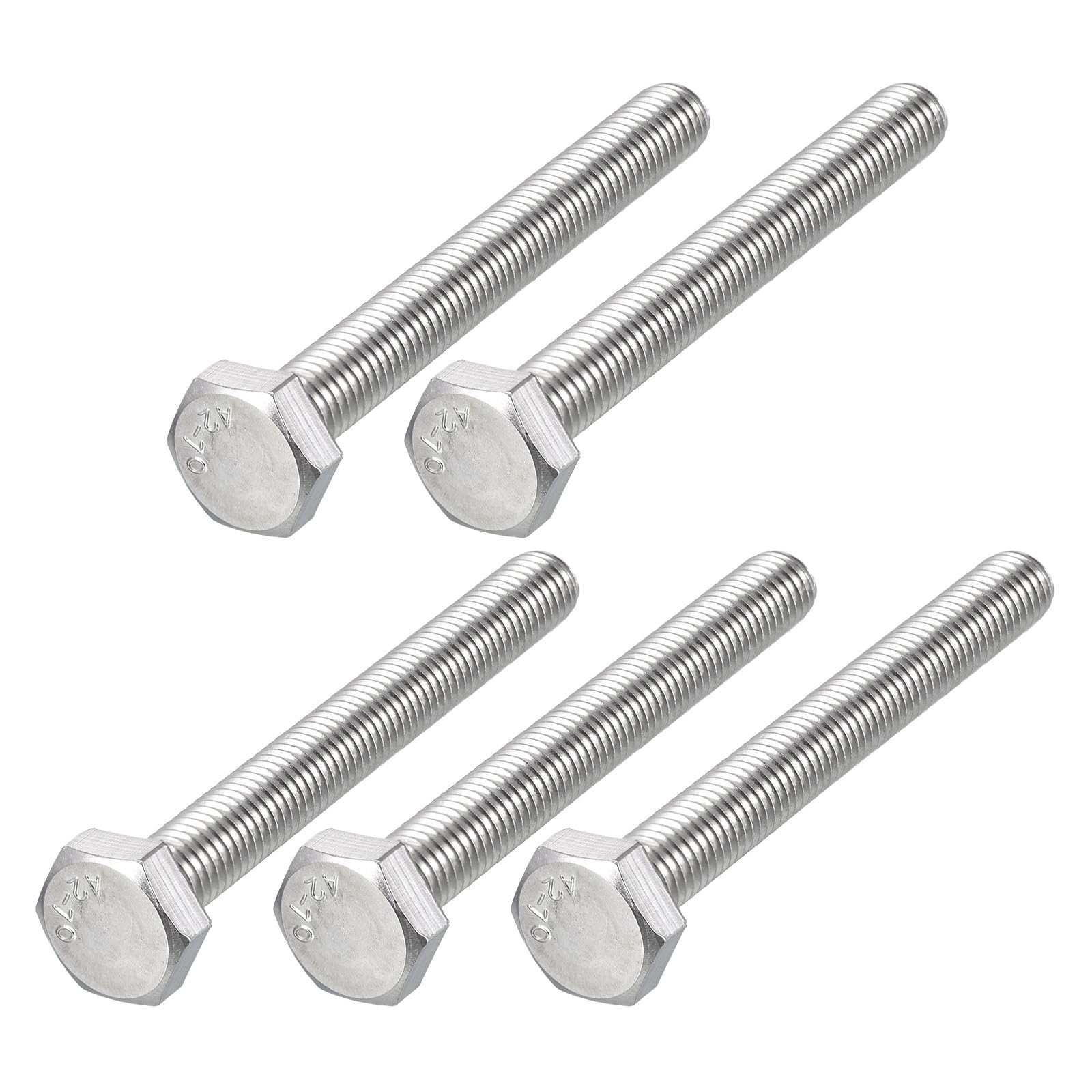 METALLIXITY Hex Bolts (M10-1.5x90mm) 5Pcs, 304 Stainless Steel Coarse Fully Threaded Hex Head Screw Bolt Machine Screws - for Furniture Repair, Silver — image 1