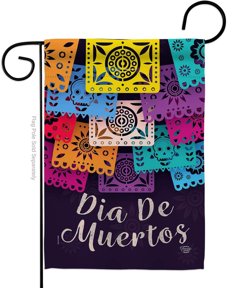 Ornament Collection Dia De Muertos Garden Flag Fall Day of Dead Los Fiesta Mexican Party Autumntime House Decoration Banner Small Yard Gift Double-Sided, Thick Fabric, Made in USA