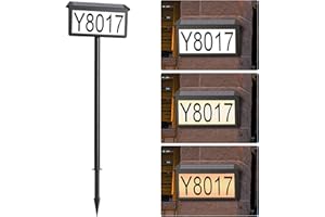 Quntis Solar House Numbers for Outside, Waterproof Address Numbers Sign Light Up, Cold/Warm/Daylight White Address Plaque Outdoor LED Illuminated, Wall Mounted/In Ground 2 Ways for Home Yard Street