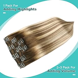 SURNEL Clip in Extensions Real Human Hair Balayage