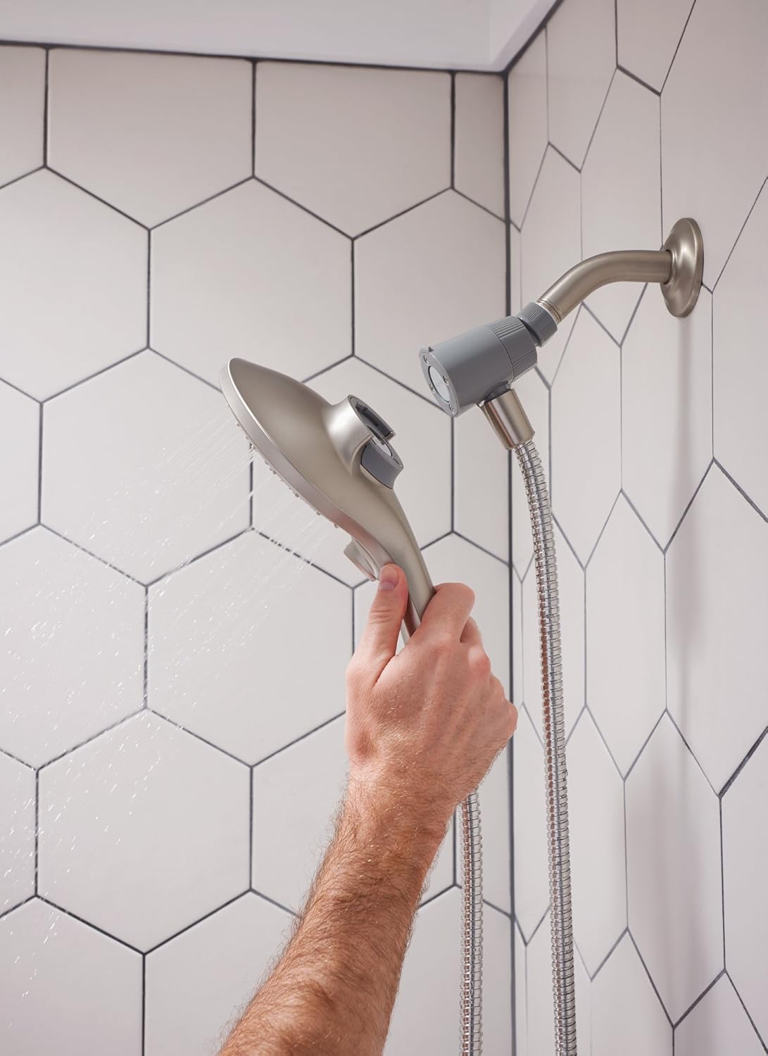 Moen 26112SRN Engage Magnetix Six-Function 5.5-Inch Handheld Showerhead with Magnetic Docking System, Spot Resist Brushed Nickel - - 