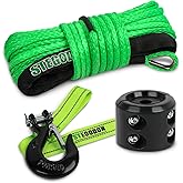 STEGODON Synthetic Winch Rope, 1/4'' x 50ft 10,000LBS Synthetic Winch Line 1/4 Winch Cable Replacement Synthetic Rope with Forged Winch Hook and Rubber Stopper for 4WD Off Road Vehicle ATV UTV (Green)