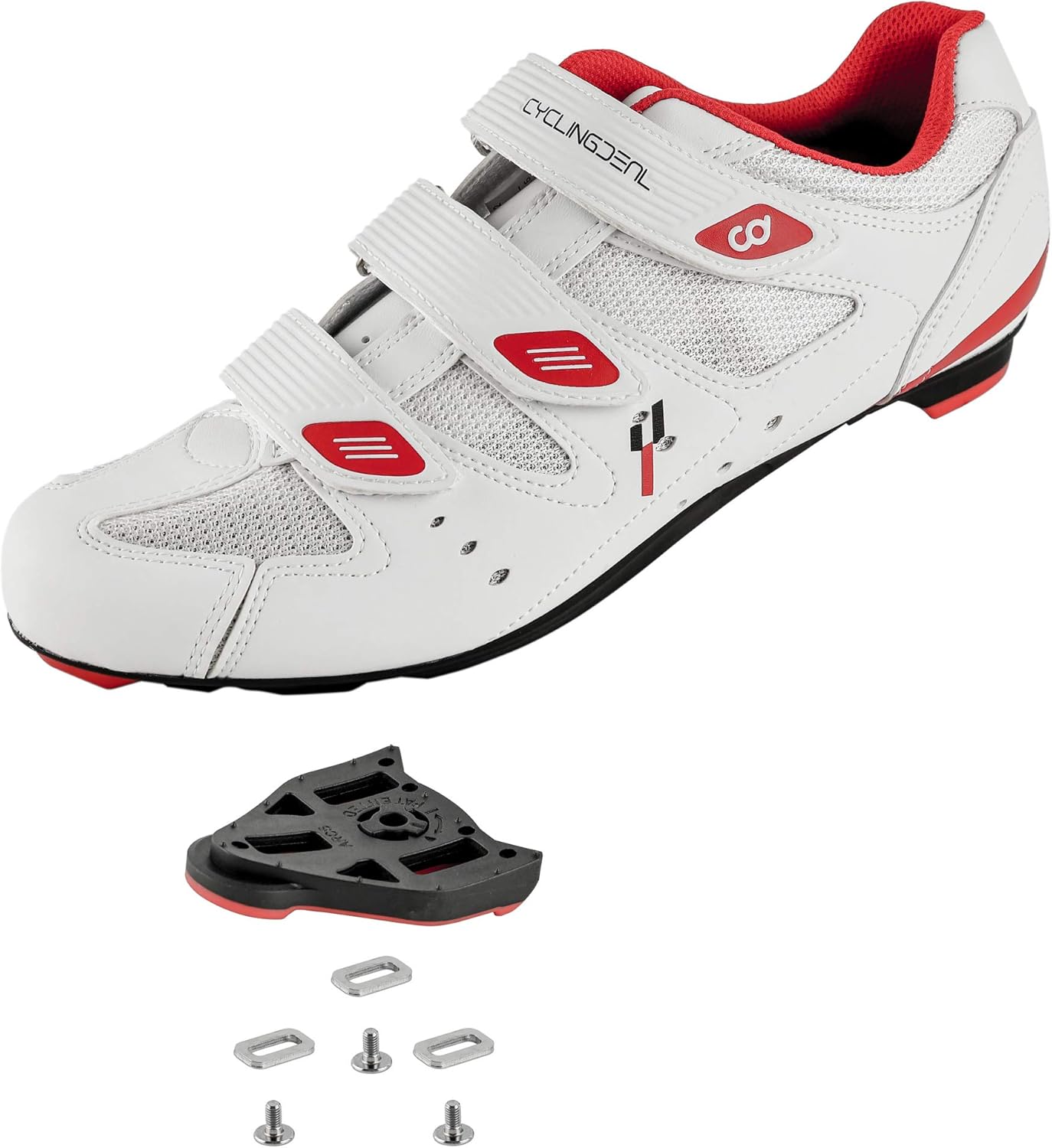 CyclingDeal Bicycle Road Bike Universal Cleat Mount Men's Cycling Shoes with 9-Degree Floating Look ARC Delta Compatible Cleats Compatible with Peloton Indoor Bikes Pedals: Sports & Outdoors