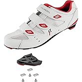 CyclingDeal Bicycle Road Bike Universal Cleat Mount Men's Cycling Shoes with 9-Degree Floating Look ARC Delta Compatible Cleats Compatible with Peloton Indoor Bikes Pedals - White - 8 US Men