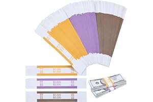 Sustainable Greetings Money Bands - 300 Pack, 7.5 x 1.25 in, 3 ABA Colors - Peel & Seal Money Straps & Currency Straps for Cash Organization & Bill Wrapping - Cash Handling for Home & Business