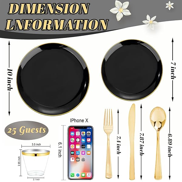 WDF 150PCS CHRISTMAS PLATES PLASTIC DISPOSABLE – 25 GUESTS GREEN PLATES WITH GOLD TREE, CLEAR GOLD CUPS, PERFECT FOR CHRISTMAS PARTIES