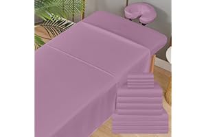 XOLLOZ Massage Table Sheets Sets – 4 Set Bundle, 120GSM Double Brushed Microfiber, Premium Massage Sheets Sets, Spa Bed Sheets for Esthetician, Wrinkle & Oil Resistant, Lavender