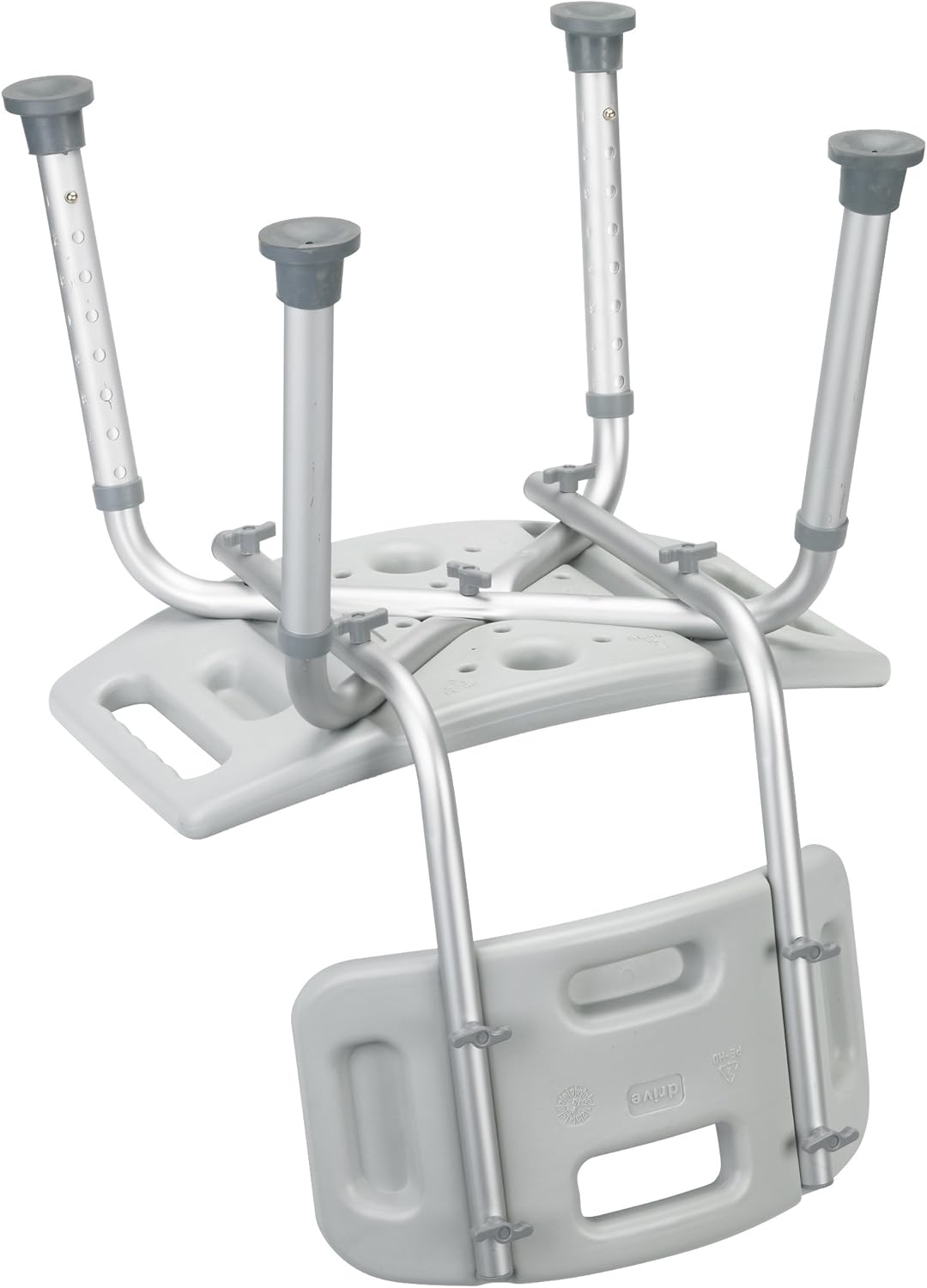 Drive Medical Bathroom Safety Shower Tub Bench Chair with Back, Grey: Health & Personal Care