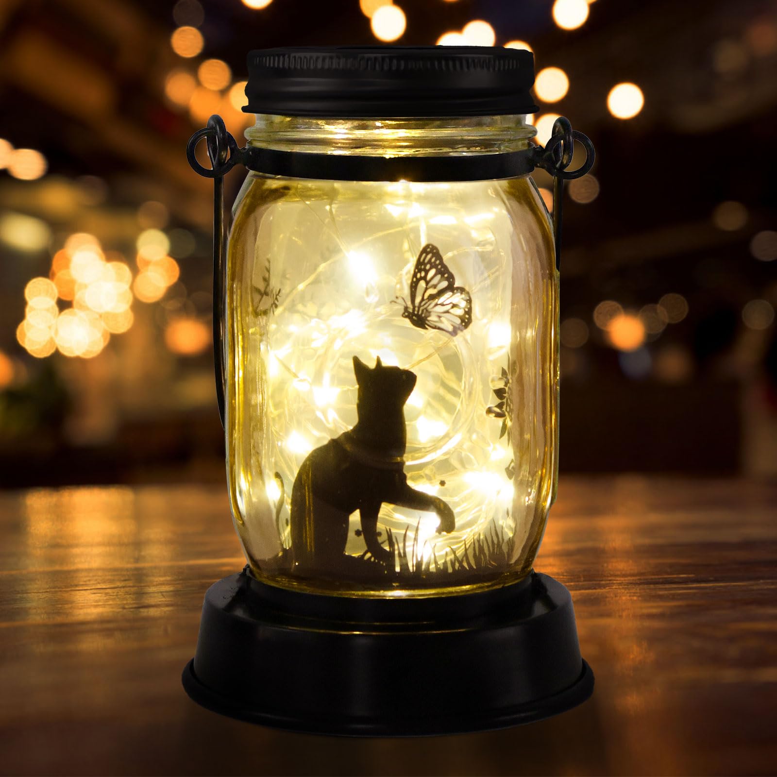 Photo 1 of Styleonme Decor Mobile Outdoor Solar Lanterns, Solar Waterproof Dog Lights with Butterfly (2pcs), Gifts for Women Men Dog Lovers Gifts, Hanging Dog Lanterns with Stake for Yard Lawn Garden Decor