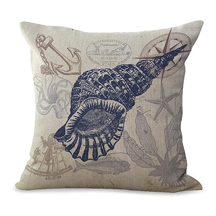 Amazon Com Seashell Beach Nautical Cushion Cover Throw Pillows