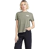 Volcom Womens Lock It Up Short Sleeve Tee – Crew Neck T-Shirt with Striped Neck Taping