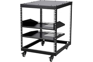 Ixidelu Heavy-Duty Open Frame Server Rack - 12U Adjustable Depth 22-40in - Wall Mount & Free Standing - Carbon Steel Network 
