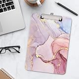 Hnogri A4 Clipboard Pink Marble Low-Profile Clip Fashion Desk Organizer view 3