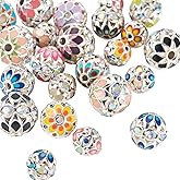 Craftdady 24pcs 8mm 10mm 12mm Round Rhinestone Beads Crystal Silver Rhinestone Bracelet Loose Spacer Beads Dangle Earring Ball Bead for DIY Craft Keychain Jewelry Making